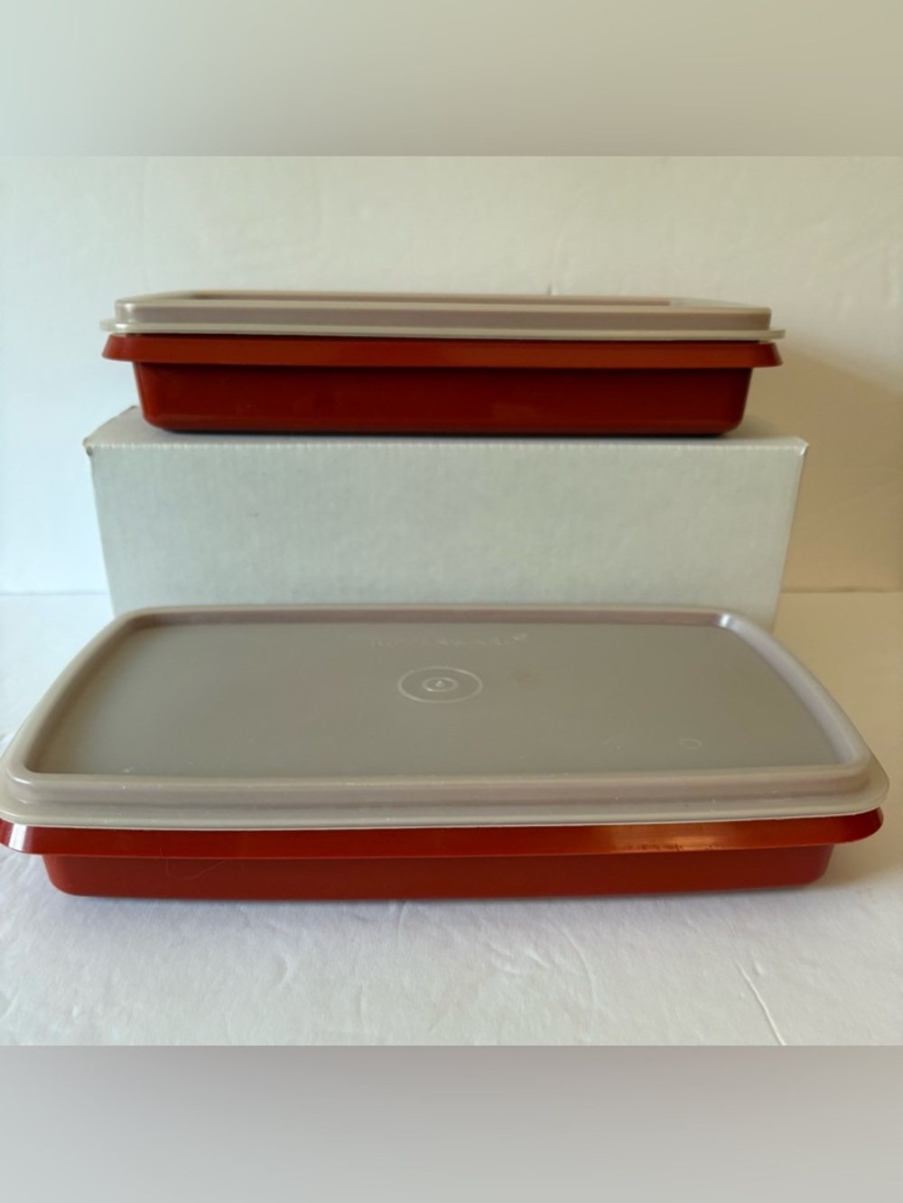 Tupperware Vintage Deli Meat Cheese Keeper Set of 2 Paprika Red 816-17 816-18